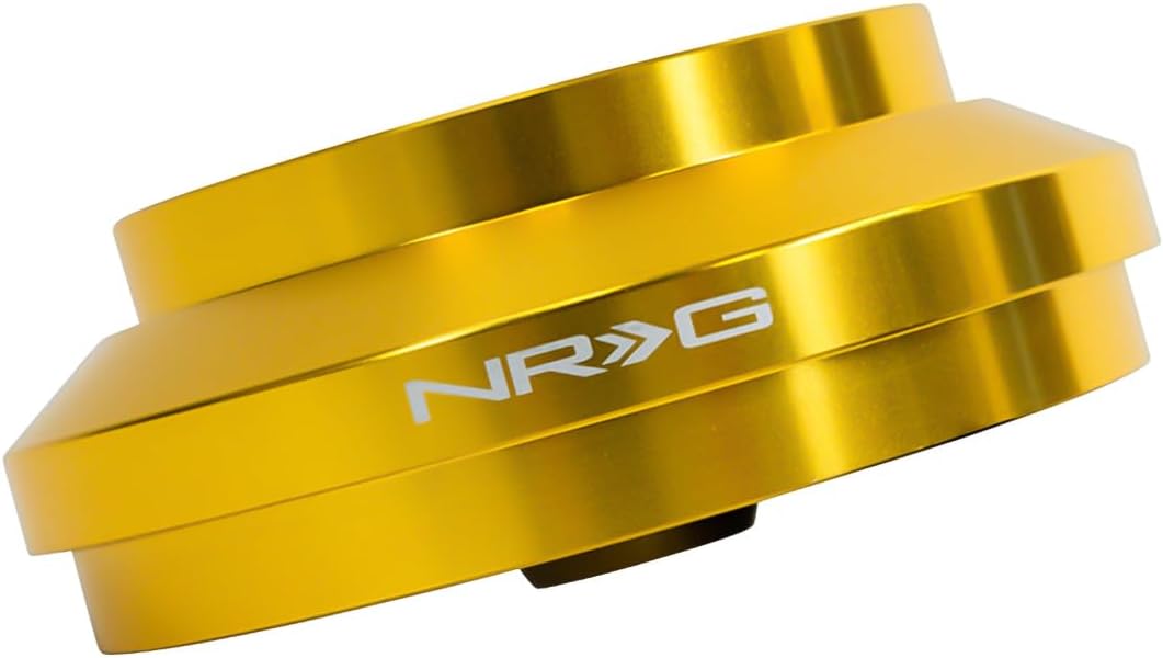NRG Innovations Racing Style Steering Wheel Short Hub, Lockable Aluminum Steering Shaft, 6x70mm Bolt Pattern Quick Release Adapter Unit, Compatible For 83-92 Ford, Chrome Gold, NRG-SRK-174H-CG