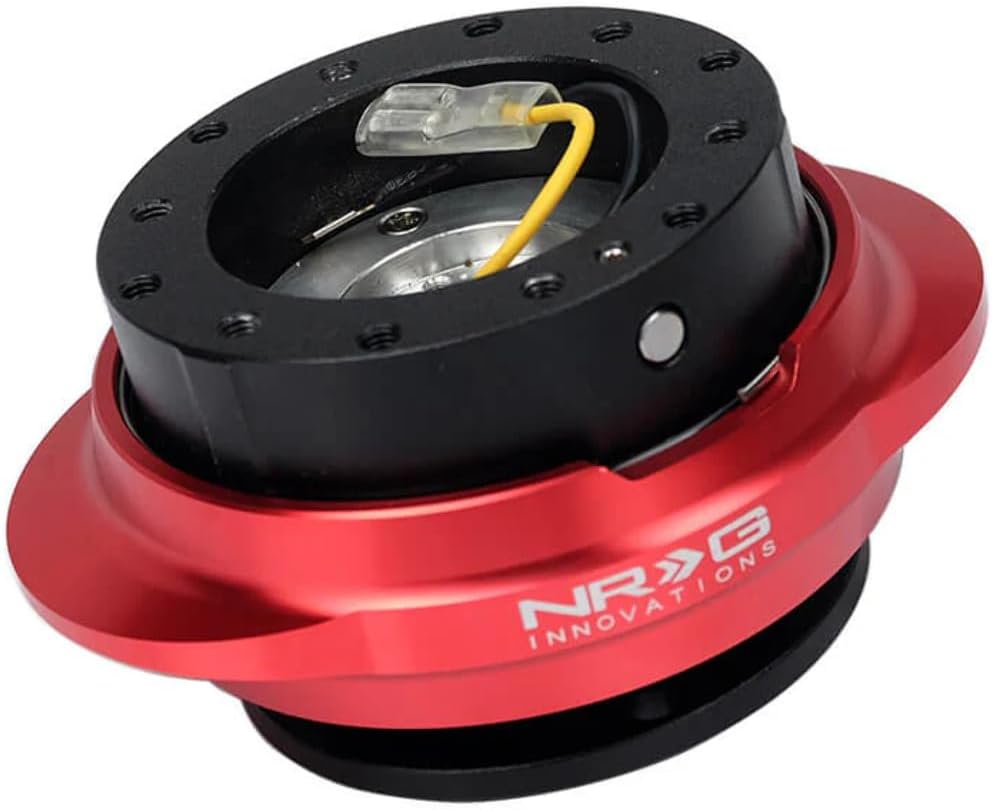 NRG Innovations NRG-SRK-220BK-RD GEN 2.2 Steering Wheel Quick Release Adapter, 6-Hole & 6x70 and 6x74mm Bolt Patterns Black Body/Shinny Red Oval Ring