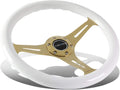 Auto Dynasty NRG Innovations ST-015CG-WT 350mm Chrome Gold Spokes White Wood Grain Grip Steering Wheel