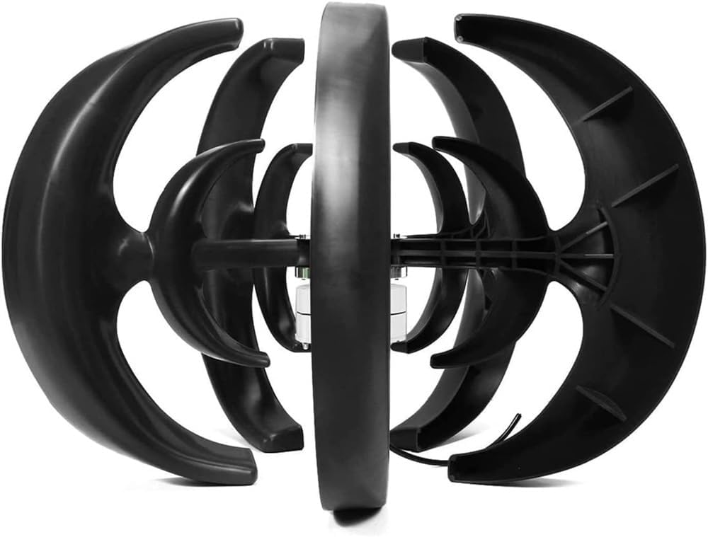 1000W Wind Turbine Generator, Black Vertical Wind Power Generator With Controller 5 Blades, Low Noise Small Windmill Free Energy, Low Wind Speed Start(12v)