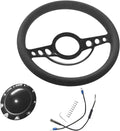 X-AVION 14' X2 '' Billet GM Car Steering Wheel Black Half Wrapped, with 9 Bolt Horn Button, Fits Most 1967-94 GM Car