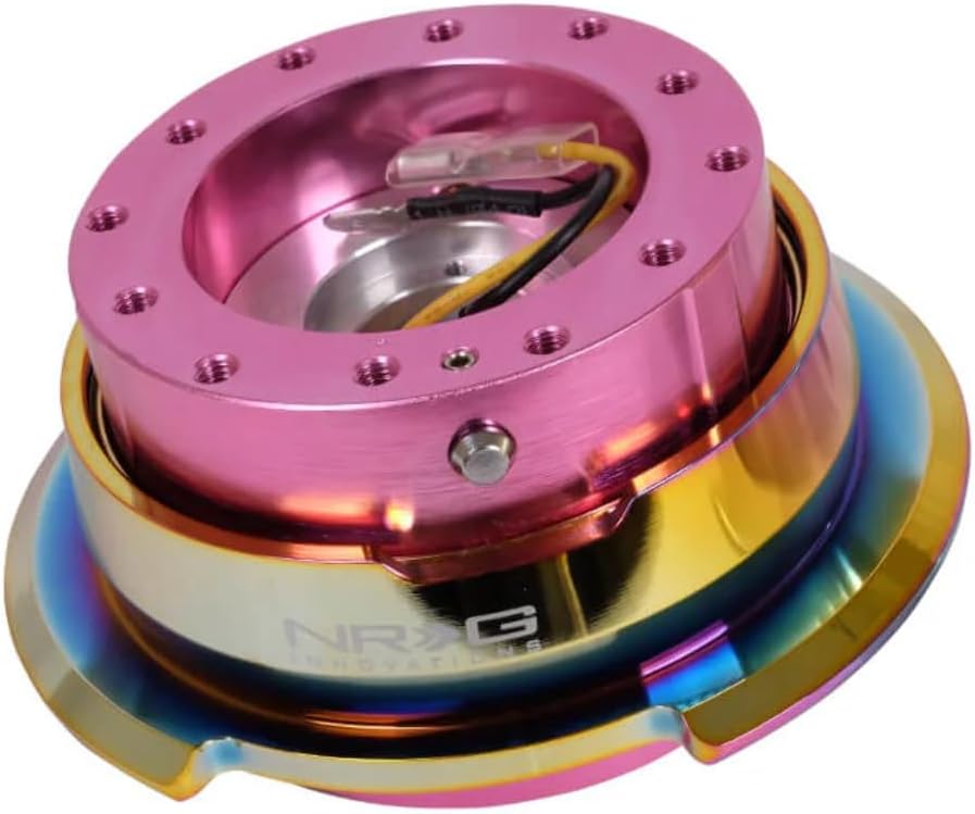 NRG Innovations NRG-SRK-280PK-MC GEN 2.8 Steering Wheel Quick Release Adapter, 6-Hole & 6x70 and 6x74mm Bolt Patterns Pink Body/Neo Chrome Ring