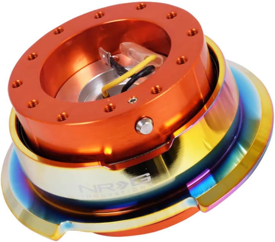 NRG Innovations NRG-SRK-280OR-MC GEN 2.8 Steering Wheel Quick Release Kit Adapter, 6-Hole & 6x70 and 6x74mm Bolt Patterns Orange Body/Neo Chrome Ring