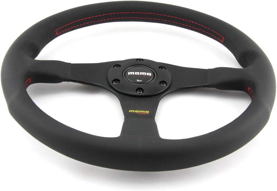 Momo TUN35BK0B Tuner Black 350 mm Leather Steering Wheel | Black Leather