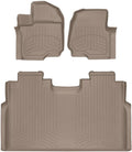 WeatherTech FloorLiner HP Custom Fit Floor Mats for Ford F-150, F-150 Raptor, F-150 Lightning - 1st & 2nd Row (45697-1-2IM), Tan