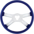 18' Indigo Blue 4 Spoke Steering Wheel compatible with Kenworth, compatible with Peterbilt, compatible with Freightliner, Replacement Part