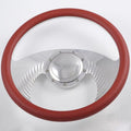 14'' Billet Hawk Wing Half Wrap 9 Bolts Steering Wheel with 2'' Dish and Horn Button (Burgundy)