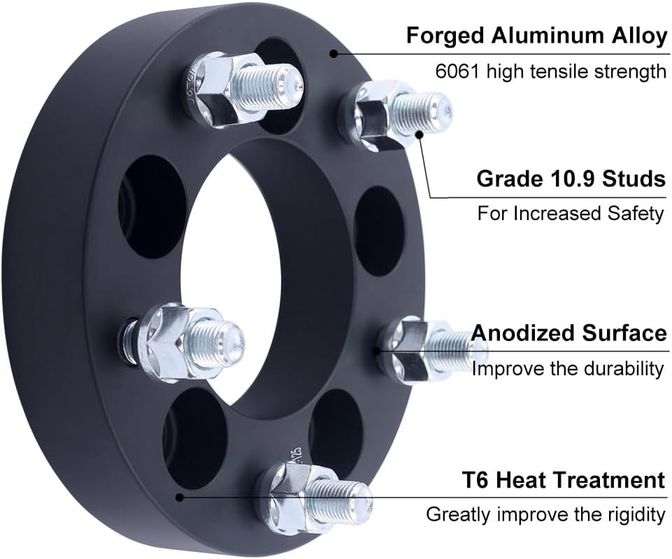4PC 5x5.5 to 5x5 Wheel Adapters 1.25 Inch with 14x1.5 Studs Compatible with Ram 1500 5 Lug 5x139.7 to 5x127 Rims for 2014-2018 R-A-M 1500