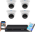 GW Security 8 Channel NVR UltraHD 12MP 4K @30FPS Face/Human/Vehicle Detection PoE Security Camera System with 4 x 12MP IP Microphone Smart AI Dome Cameras, Color Night Vision, Outdoor/Indoor Camera