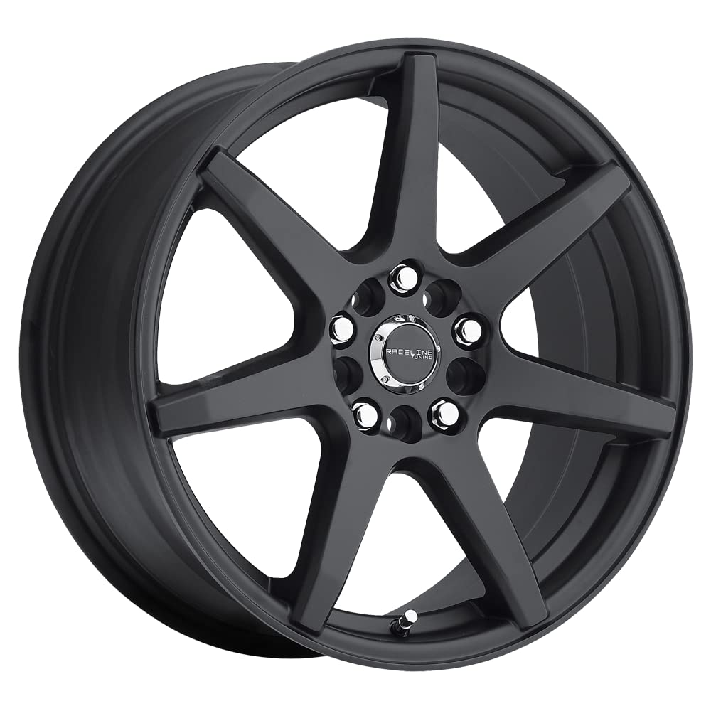 Raceline Wheels 131B EVO Wheel Black 18X7.5'5X112/5X120 Bolt Pattern +42mm Offset/(5.9'B/S) 7 Spoke Aluminum Passenger Car Wheels, Full Size Replacement Black Car Rims