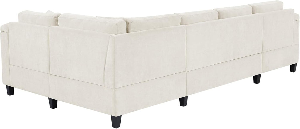 Eafurn Oversized U Shaped Sectional Sofa Tufted Couch w/Left Chaise, 6-Seater Chenille Convertible Corner Couches w/Cup Holders, Storage Armrest and USB Ports