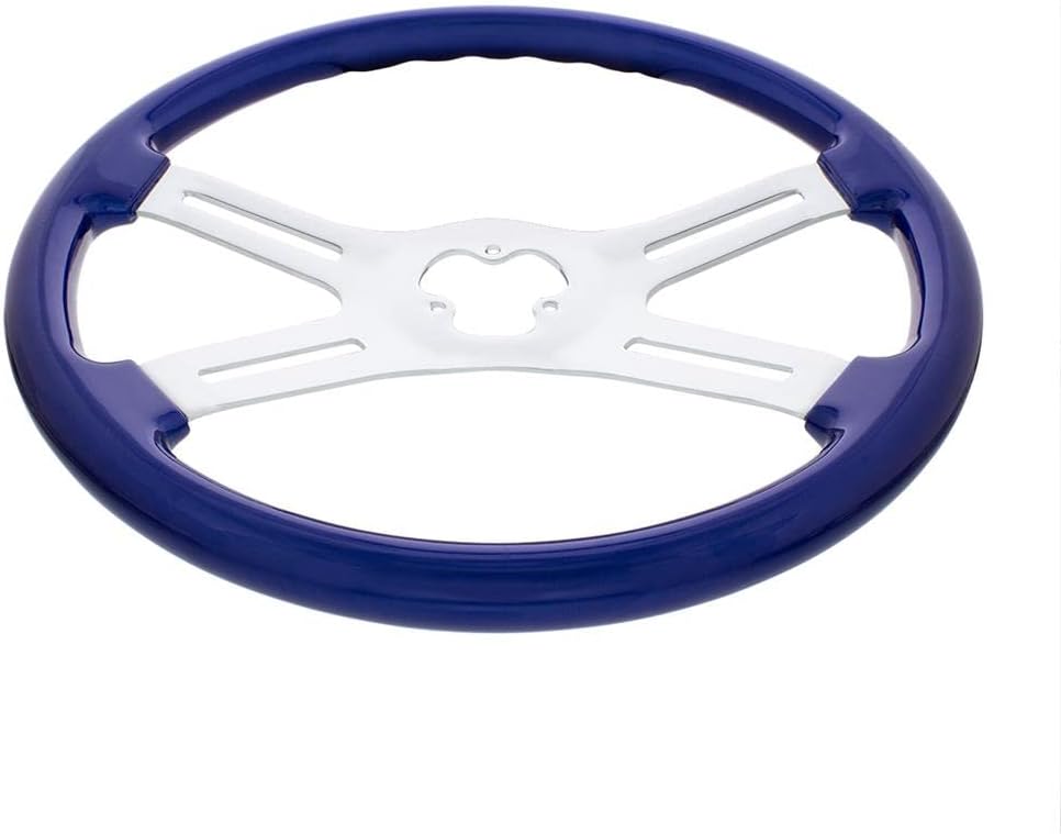 18' Indigo Blue 4 Spoke Steering Wheel compatible with Kenworth, compatible with Peterbilt, compatible with Freightliner, Replacement Part