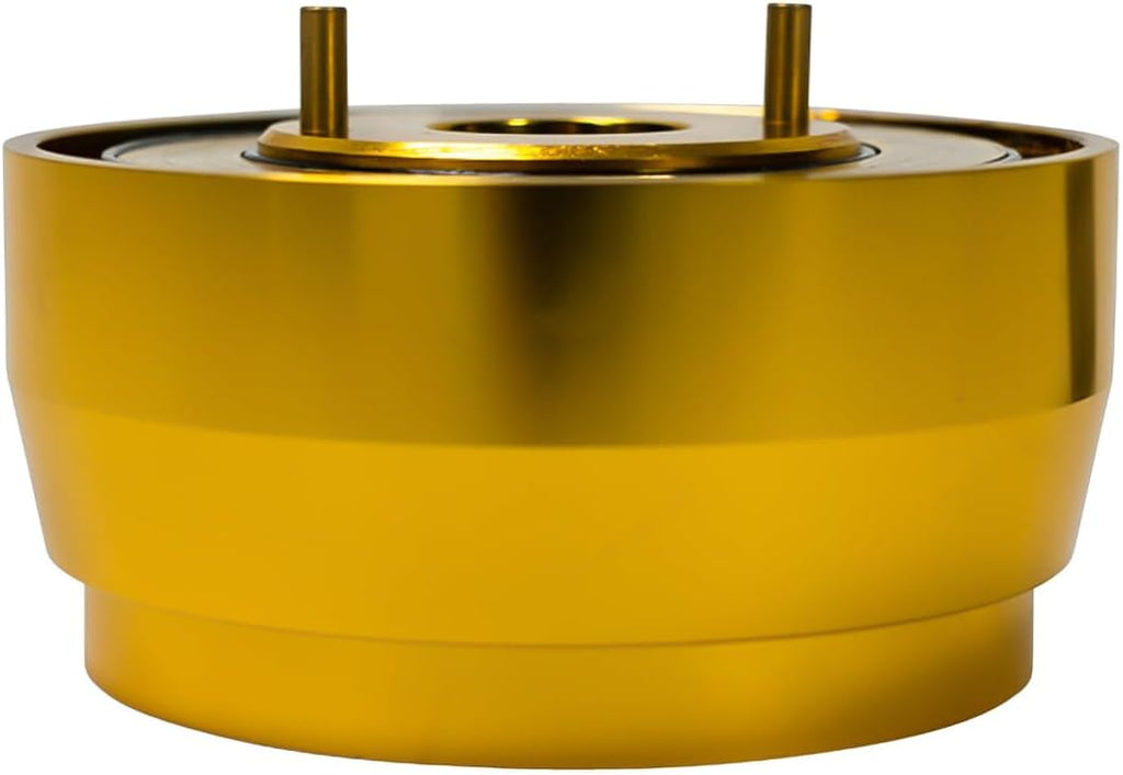 NRG Innovations Racing Style Steering Wheel Short Hub, Lockable Aluminum Steering Shaft, 6x70mm Bolt Pattern Quick Release Adapter Unit, For Datsun, Chrome Gold, NRG-SRK-142H-CG