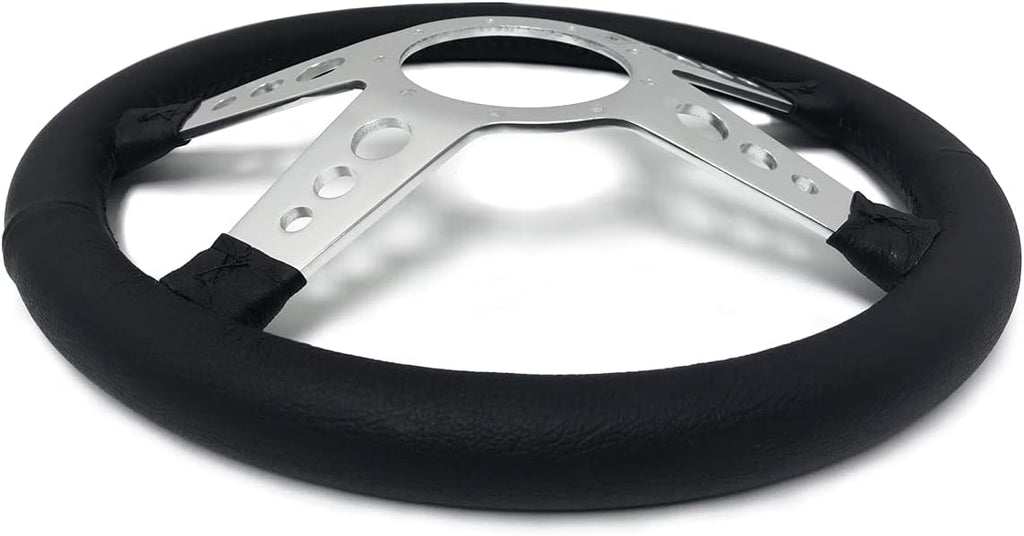 VSW S9 Premium Steering Wheel, Black Leather 9 Bolt 4-Spoke with Holes ST3071