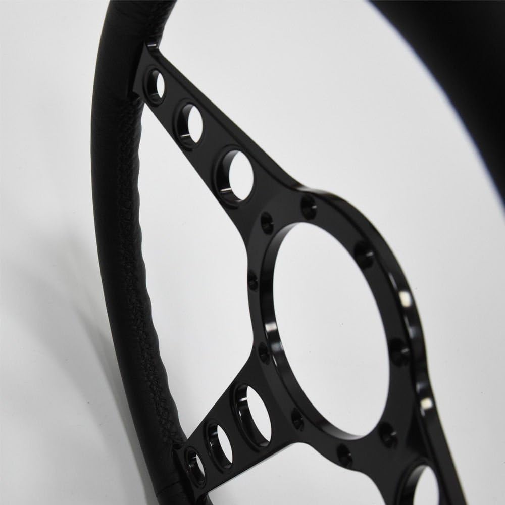 14'' Billet Cruisin Full Wrap 9 Bolts Steering Wheel with 2'' Dish and Horn Button (Black)