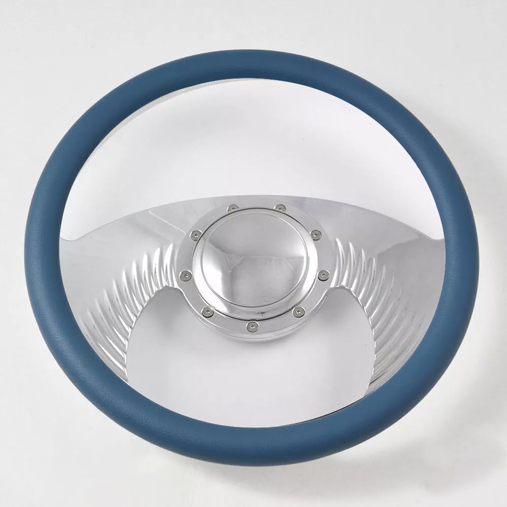 14'' Billet Hawk Wing Half Wrap 9 Bolts Steering Wheel with 2'' Dish and Horn Button (Blue)