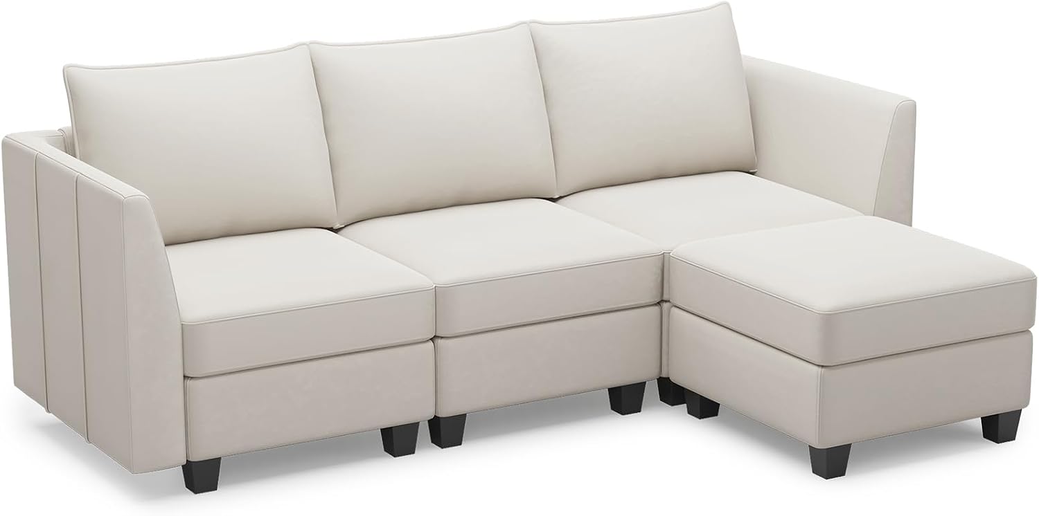Belffin Convertible Sectional Sofa with Chaise Velvet L Shaped Sofa Couch Modular Sectional Sofa with Storage Beige