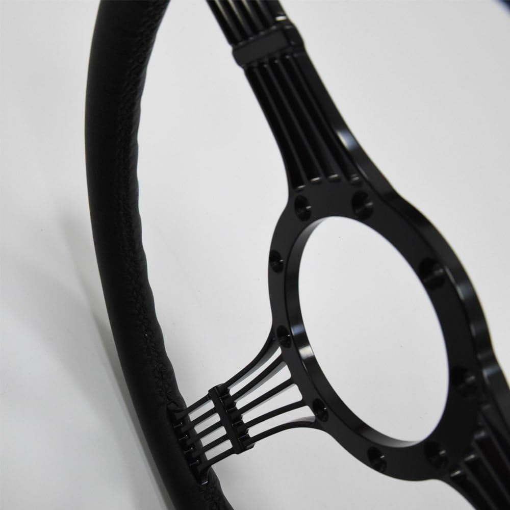 15.5'' 5-String Billet Banjo Full Wrap 9 Bolts Steering Wheel with 2'' Dish and Horn Button (Black)