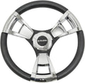 Gussi Italia Model 13 Chrome/Black Premium Italian-Made Steering Wheel for Golf Carts - No Hub Adapter Needed (EZGO TXT/RXV Models)