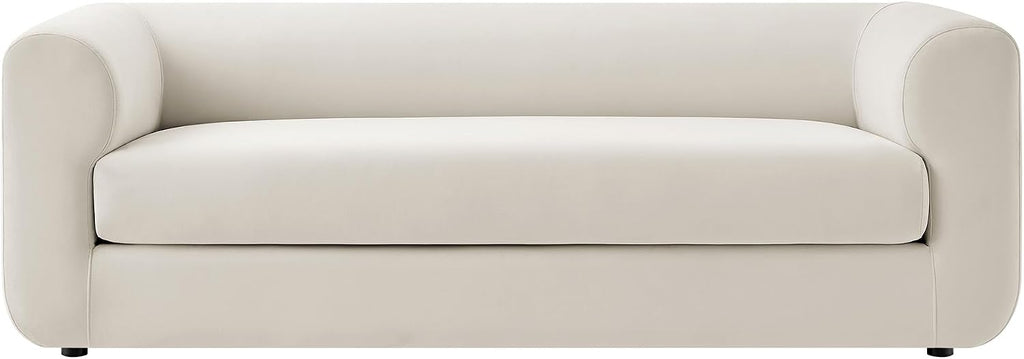 Modway Leif Performance Velvet Upholstered Sofa – 89 Inch Modern Tuxedo Sofa – Comfy 3 Seater Velvet Couch