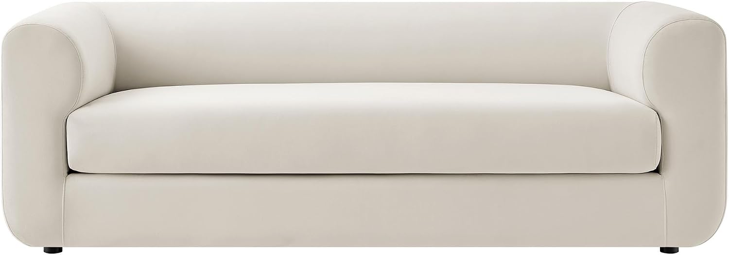 Modway Leif Performance Velvet Upholstered Sofa – 89 Inch Modern Tuxedo Sofa – Comfy 3 Seater Velvet Couch