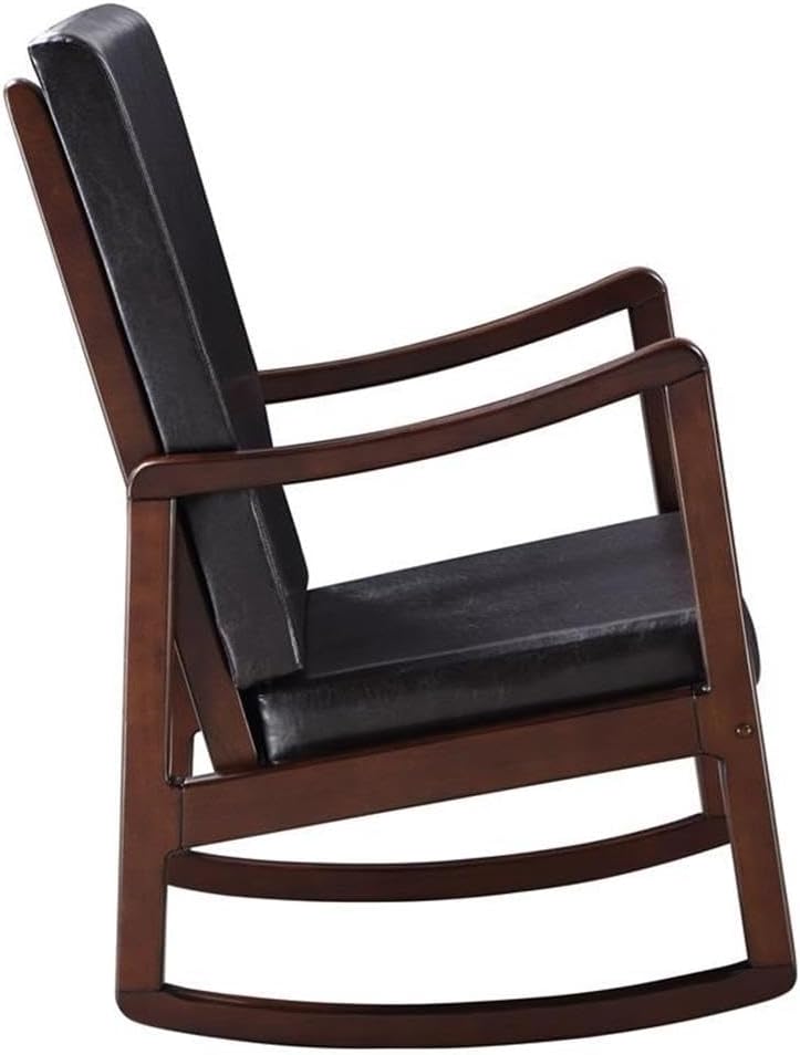 Acme Raina Faux Leather Upholstered Rocking Chair in Dark Brown and Espresso