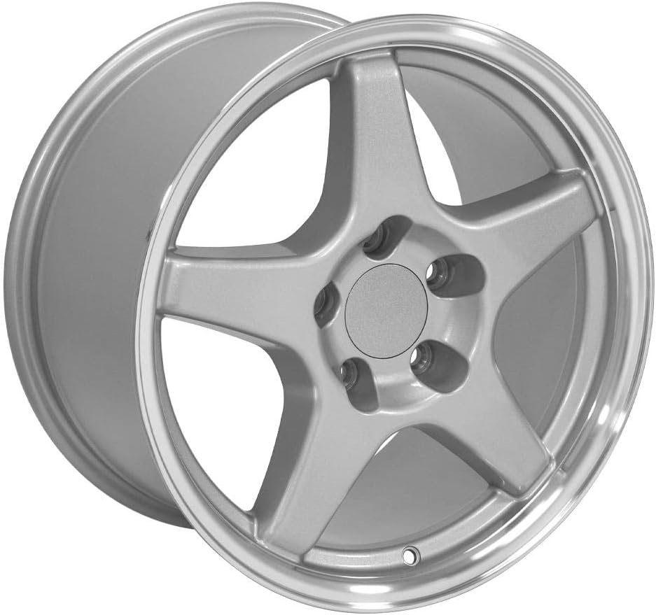 OE Wheels CV01 17 Inch Rim Fits Corvette C4 ZR1 Style 5x120.65 17x9.5 Gloss Silver Machined Lip - Hollander 5035 (1)