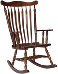 Pemberly Row Solid Wood Rocking Chair, Soft Cherry Finish, 44.5' H x 28' W x 36' D, Traditional Design with Spindle Back, Turned Features, Easy Assembly, Indoor Living Room Seating