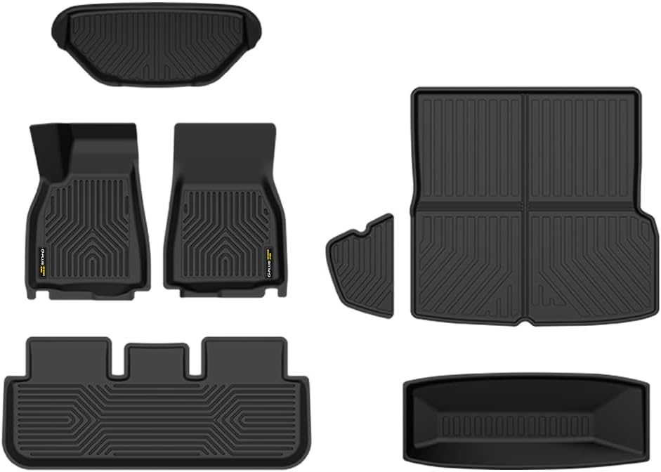 7PCS Cargo Liners Fit Tesla Model S 2021 2022 2023 2024 All Weather Protection TPE Floor Liners Front Rear Full Set Cargo Liner Black, alfombras para carro