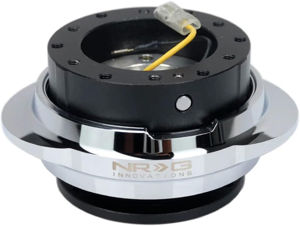 NRG Innovations NRG-SRK-220BK-SL GEN 2.2 Steering Wheel Quick Release Adapter 6-Hole & 6x70 and 6x74mm Bolt Patterns Black Body/Shinny Silver Oval Ring
