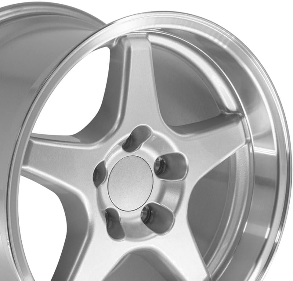 OE Wheels CV01 17 Inch Rim Fits Corvette C4 ZR1 Style 5x120.65 17x11 Gloss Silver Machined Lip - Hollander 5036 (1)