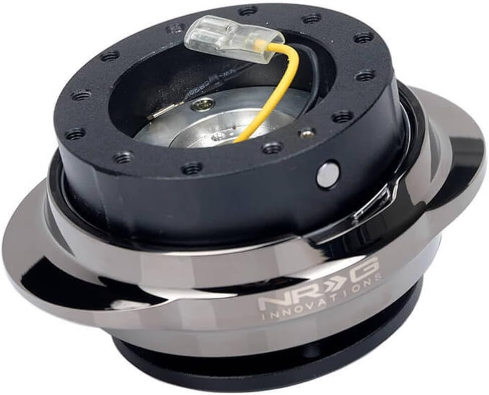 NRG Innovations SRK-220BKC Gen 2.2 Steering Wheel Quick Release Adapter with Bolts & Allen Key,6 X 70mm / 6 X 74mm Bolt Pattern,Black Body/Black Chrome Ring