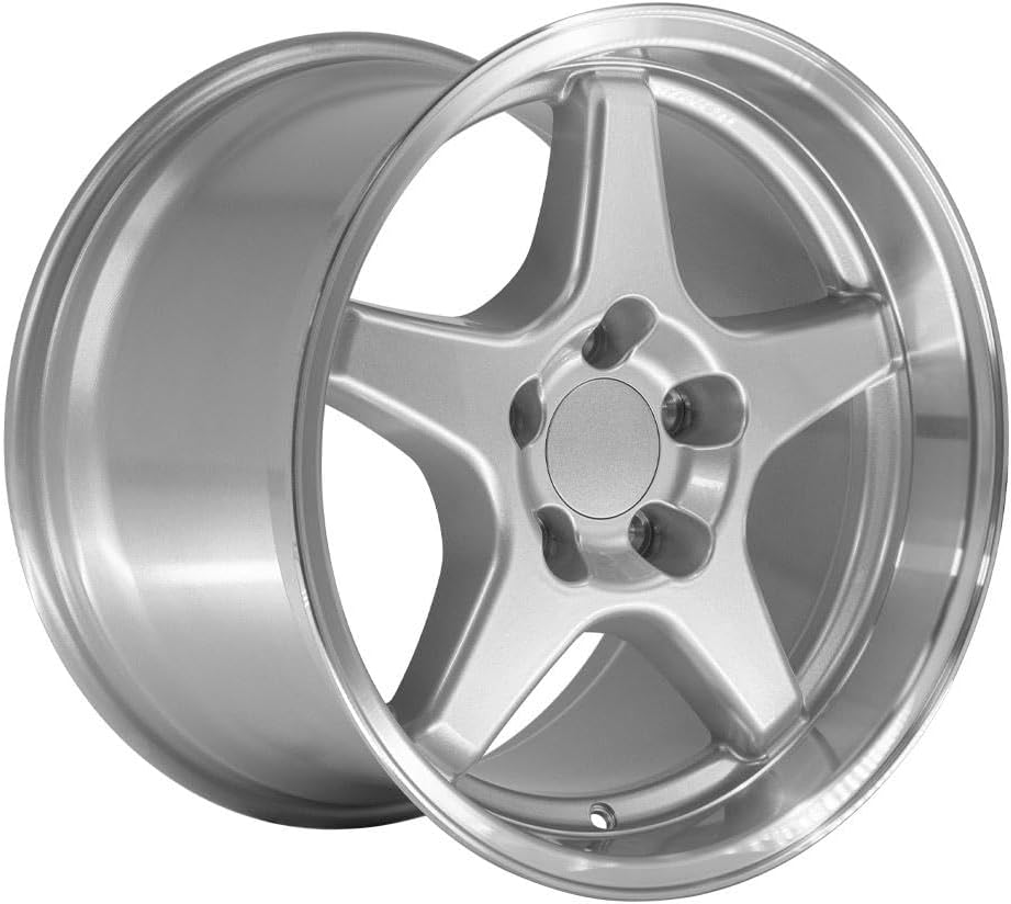 OE Wheels CV01 17 Inch Rim Fits Corvette C4 ZR1 Style 5x120.65 17x11 Gloss Silver Machined Lip - Hollander 5036 (1)