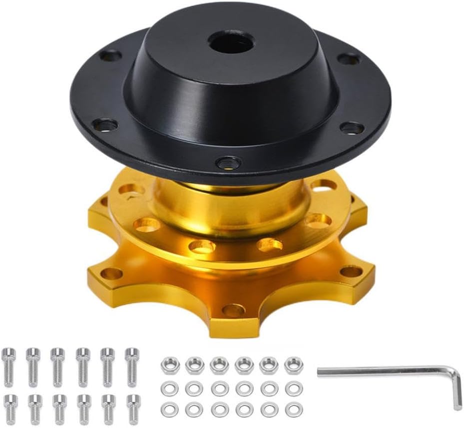 Universal Steering Wheel Hub Disassembly Tool 6 Holes Quick Disconnector Compatible with Car Models Aftermarket Replacement(Gold)