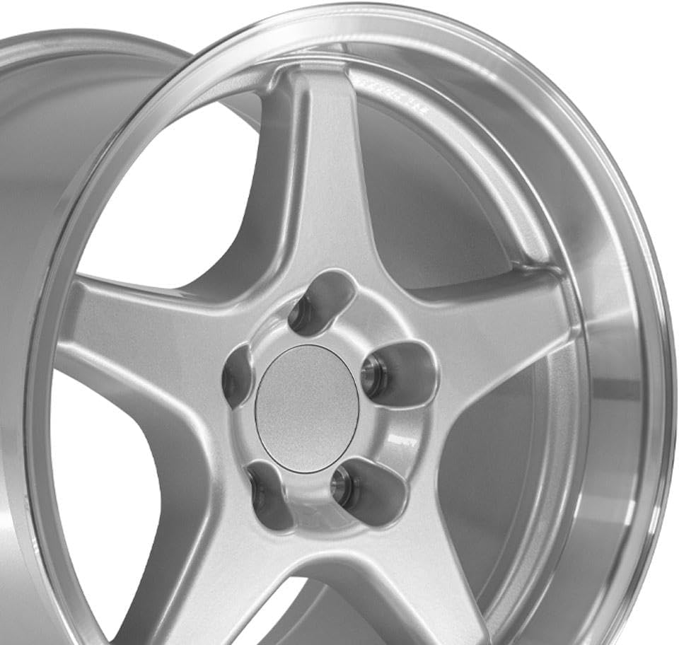 OE Wheels CV01 17 Inch Rim Fits Corvette C4 ZR1 Style 5x120.65 17x11 Gloss Silver Machined Lip - Hollander 5036 (1)
