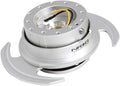 NRG Innovations NRG-SRK-650SL GEN 3.0 Race Steering Wheel Quick Release Hub Adapter, 6-Hole Desgin & 6x70 and 6x74mm Bolt Patterns, Silver Body/Silver Ring With Handles