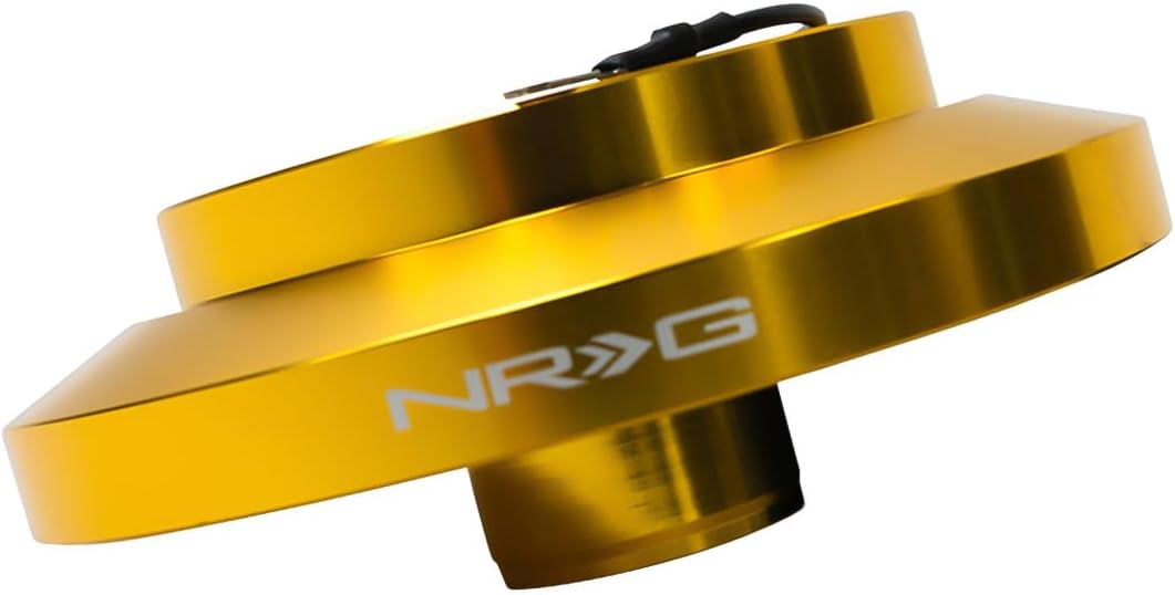 NRG Innovations Racing Style Steering Wheel Short Hub, Lockable Aluminum Steering Shaft, 6x70mm Bolt Pattern Quick Release Adapter Unit, Compatible For 01-06 BMW, Chrome Gold, NRG-SRK-E46H-CG