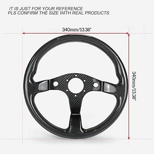 EPR Glossy Dry Carbon Universal S Type Flat Steering Wheel (340mm diamete, 6 Bolts 70mm PCD (Same Fitment with MOMO, OMP & Sparco)