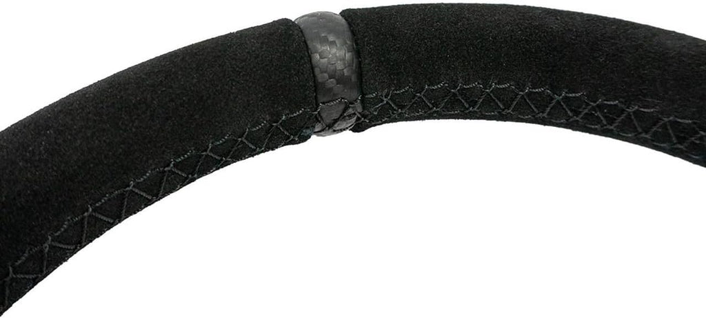 PRP Seats Heated Comp-R Flat Bottom Suede Steering Wheel - 13' Dia with D-Shape, 6-Bolt Pattern, 12V Integrated Heaters, Matte Black Aluminum - for Off-Road Builds, UTV, Black