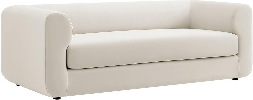 Modway Leif Performance Velvet Upholstered Sofa – 89 Inch Modern Tuxedo Sofa – Comfy 3 Seater Velvet Couch