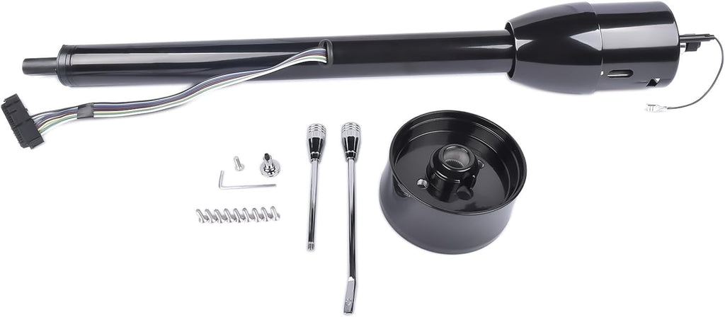 30'' Manual Tilt Steering Column w/ 9 Hole Wheel Adapter No Key Black Without Ignition Switch Stainless Steel