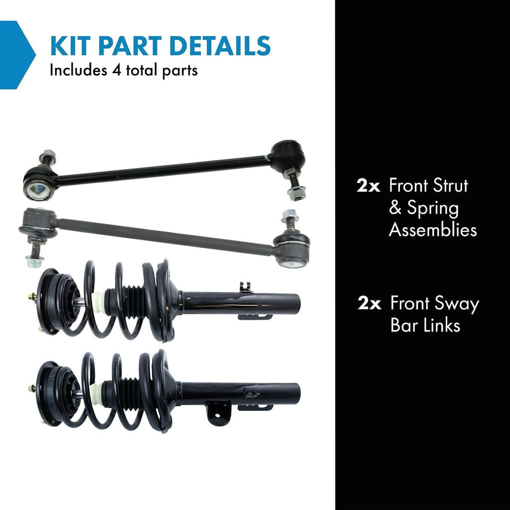 TRQ Front Suspension Kit Complete Strut & Coil Spring Assembly Sway Bar Stabilizer Link Compatible with 2005-2007 Ford Freestyle