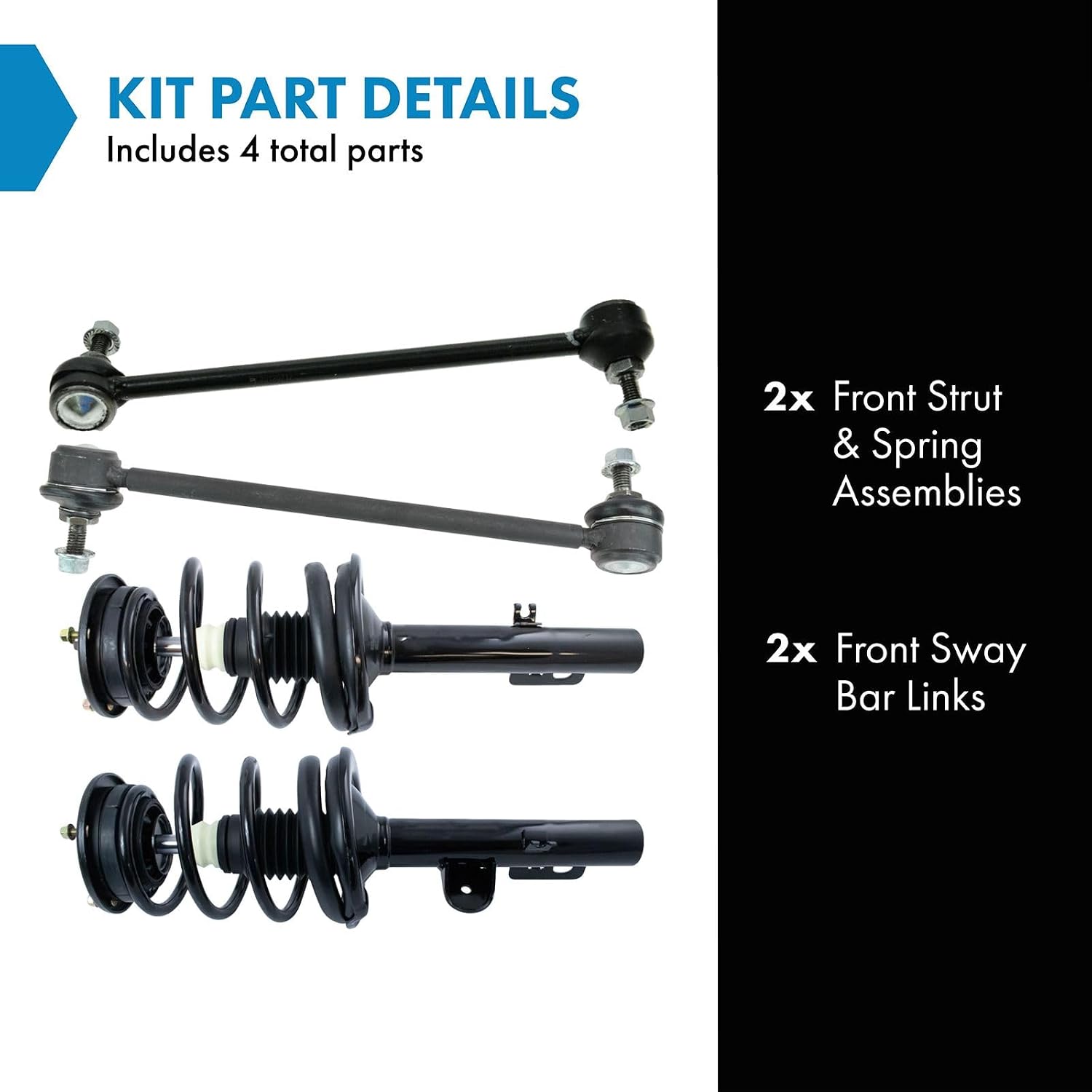 TRQ Front Suspension Kit Complete Strut & Coil Spring Assembly Sway Bar Stabilizer Link Compatible with 2005-2007 Ford Freestyle