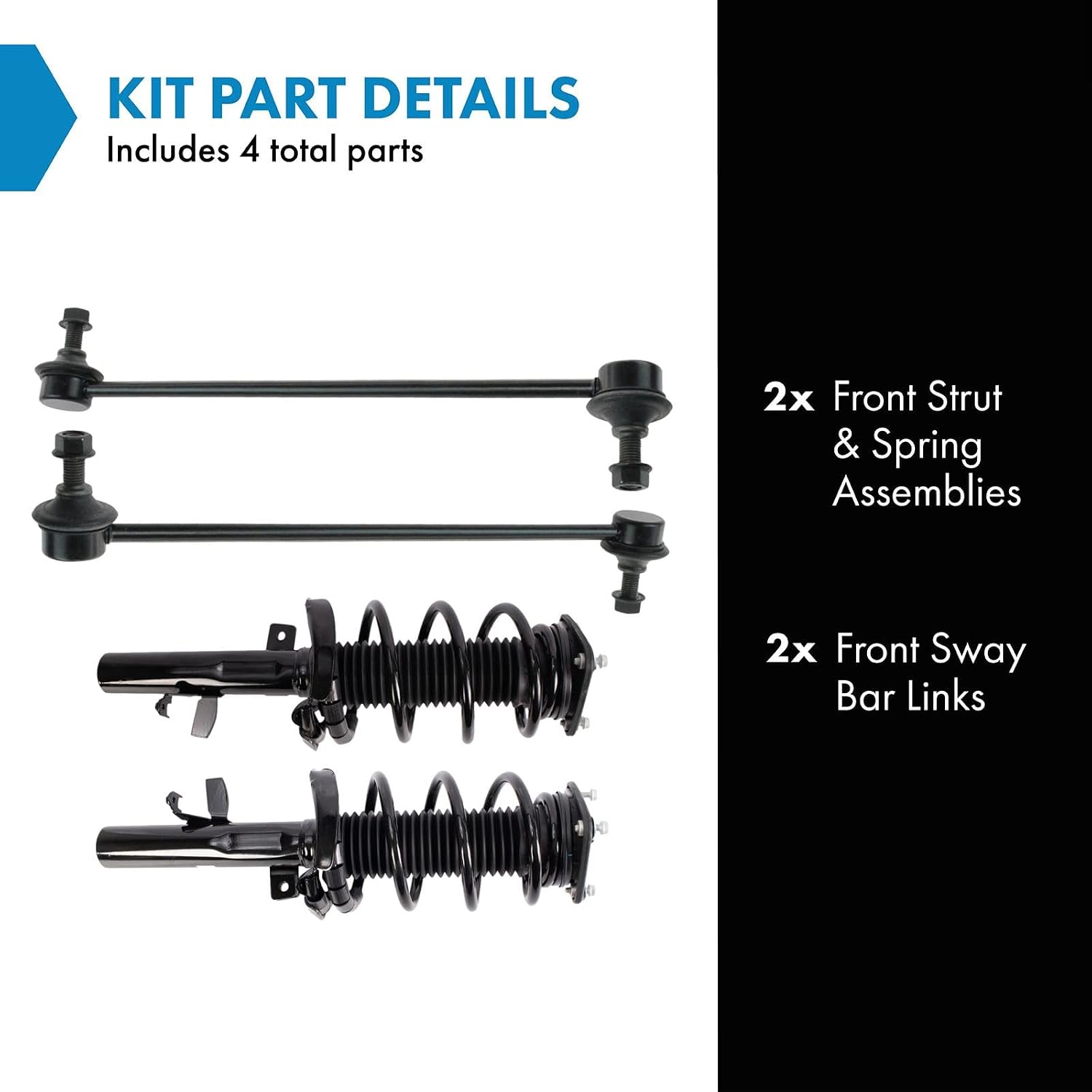 TRQ Front Suspension Kit Complete Strut & Coil Spring Assembly Sway Bar Stabilizer Link Compatible with 2013-2018 Ford C-Max