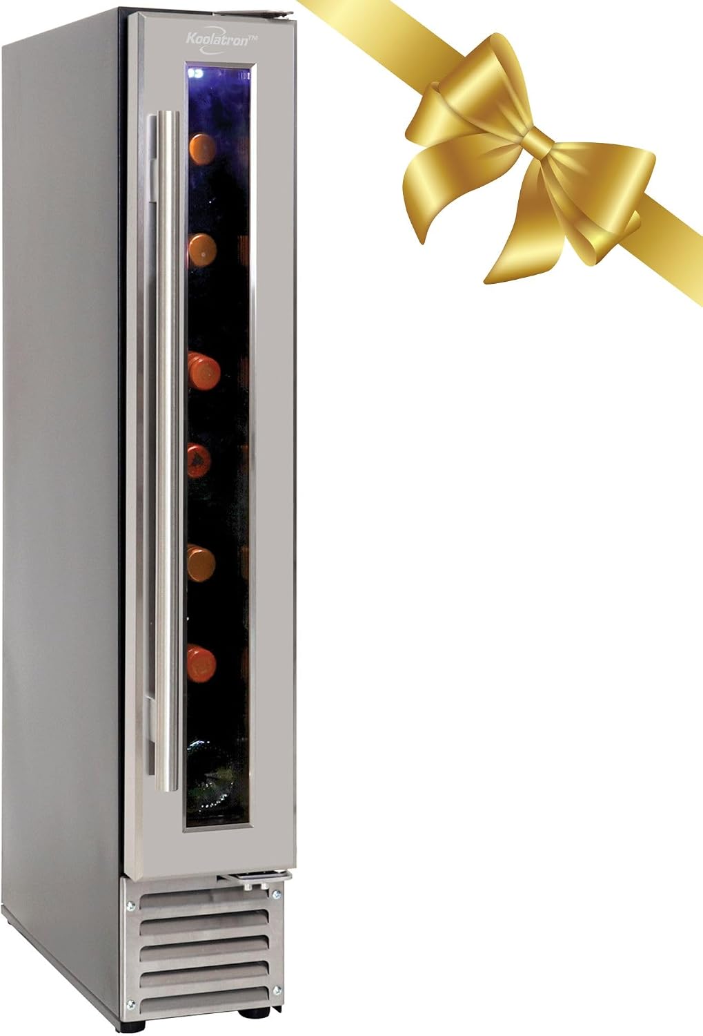 Koolatron 7 Bottle Wine Fridge Cabinet Built-In Cooler with Glass Door Front Vent Compressor Refrigerator For Beverage Can Bar Red White & Sparkling Wine Champagne 0.6 cu ft (Silver Black 18 L)
