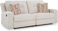 Signature Design by Ashley Danum Modern Tufted Manual Reclining Sofa with 2 Accent Pillows, Beige