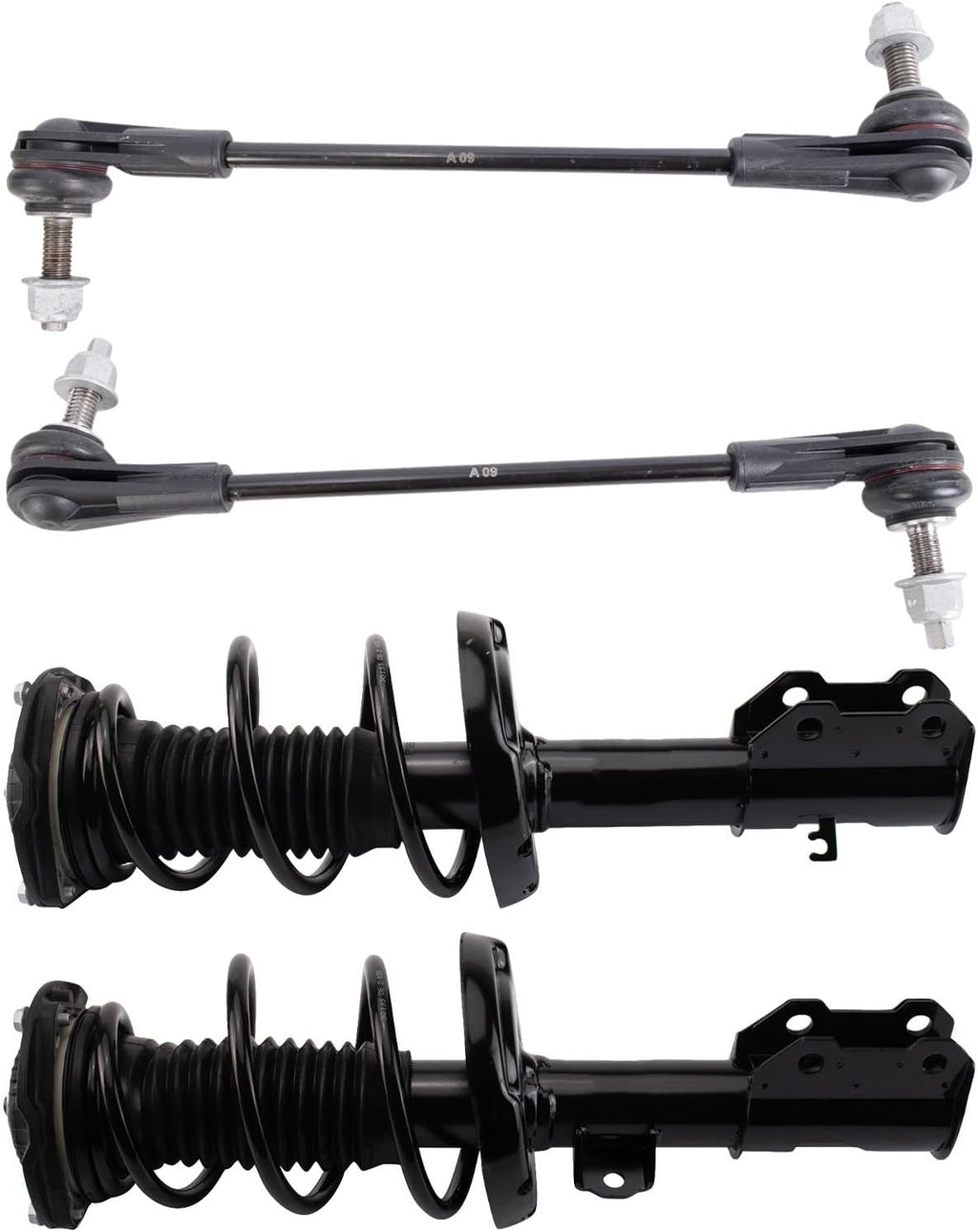 TRQ Front Suspension Kit Complete Strut & Coil Spring Assembly Sway Bar Stabilizer Link Compatible with 2016-2019 Chevrolet Cruze
