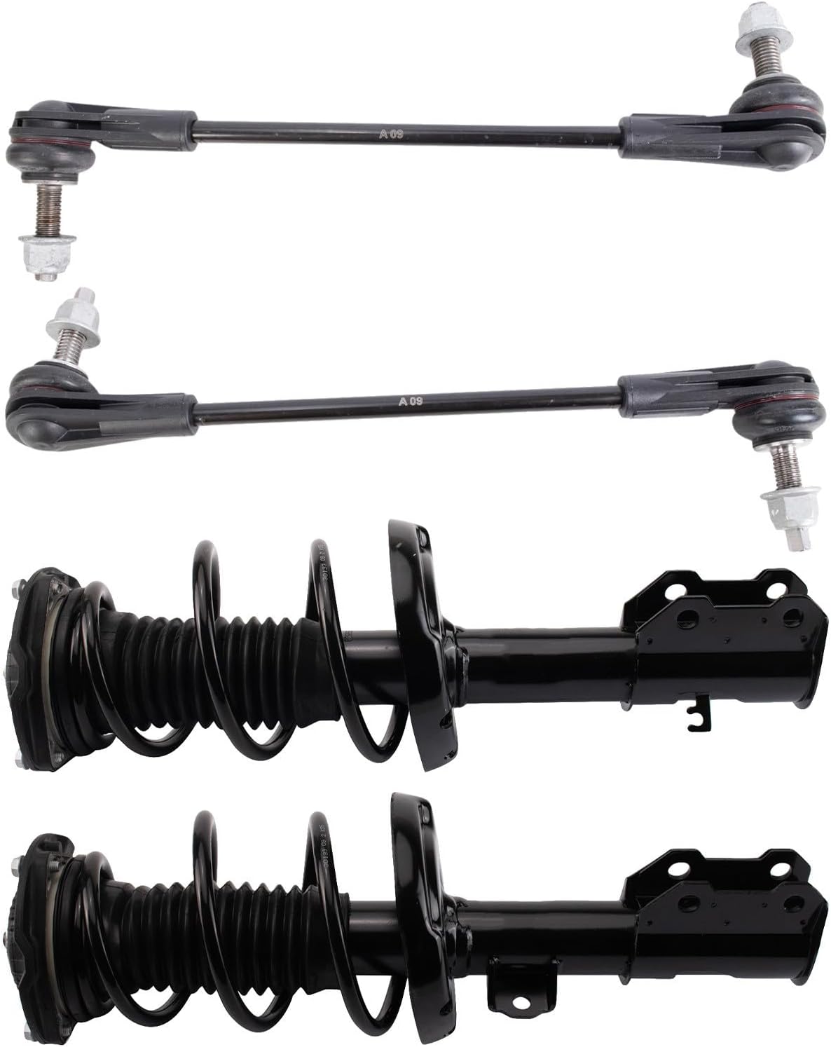 TRQ Front Suspension Kit Complete Strut & Coil Spring Assembly Sway Bar Stabilizer Link Compatible with 2016-2019 Chevrolet Cruze