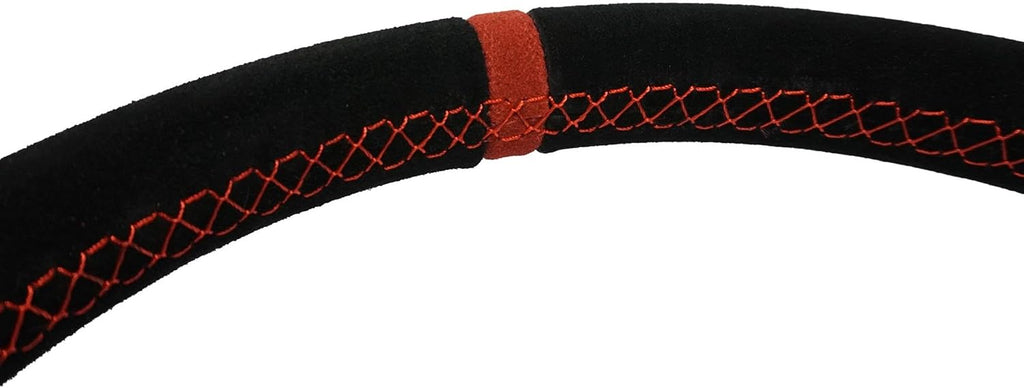 PRP Seats Flat Suede Grip Steering Wheel for Off-Road Racing - High-Strength Aluminum, Matte Black Finish, Universal 6 Point Bolt Pattern, 13' x Flat Dish - 1-3/8' Grip (Red)