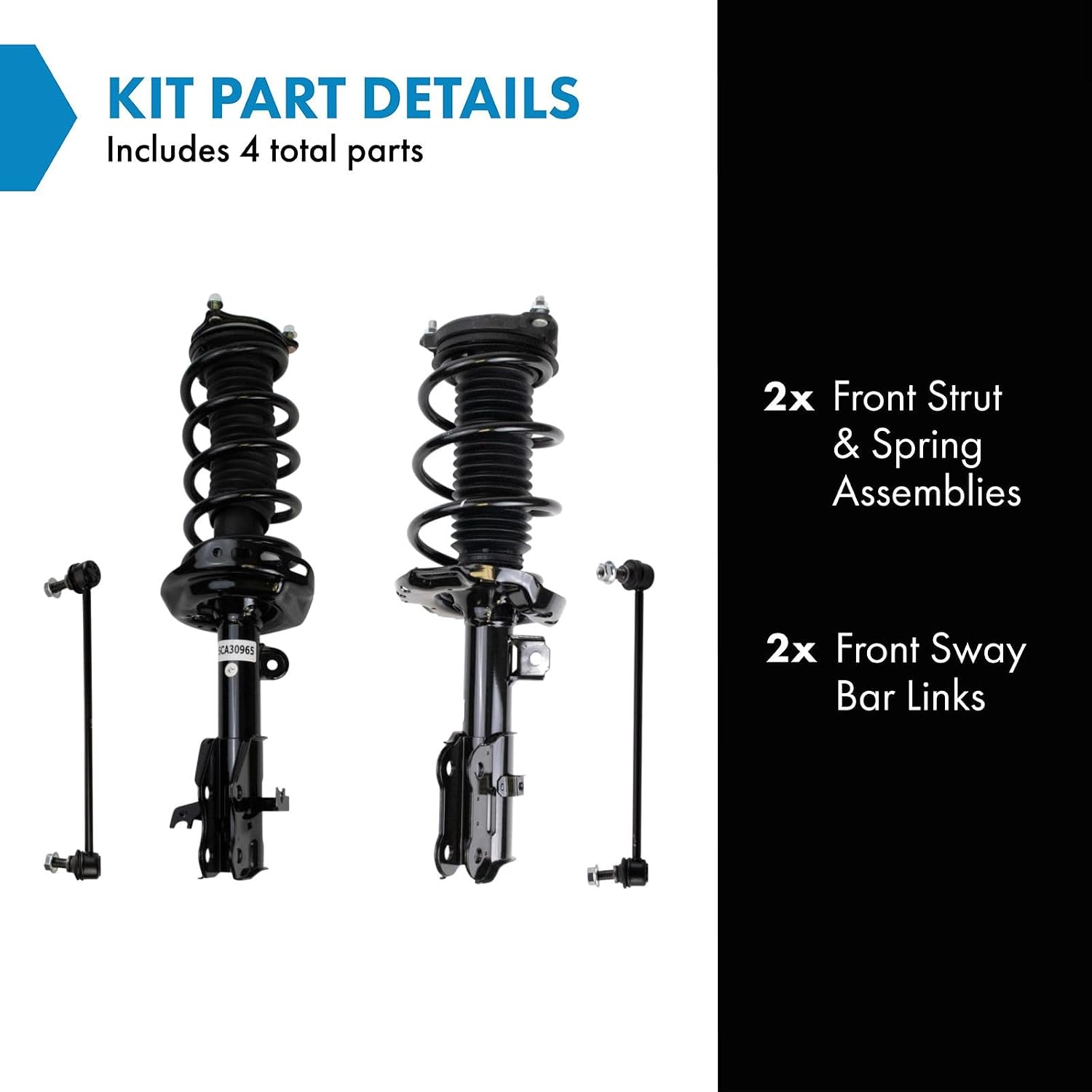 TRQ Front Suspension Kit Complete Strut & Coil Spring Assembly Sway Bar Stabilizer Link for 2013-2018 Acura RDX